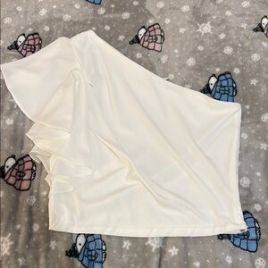 Glam White One Shoulder Crop Top